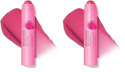 Revlon Lip Balm, Kiss Tinted Lip Balm, Face Makeup with Lasting Hydration, SPF 20, Infused with Natural Fruit Oils, 025 Fresh Strawberry, 0.09 Oz (Pack of 2)