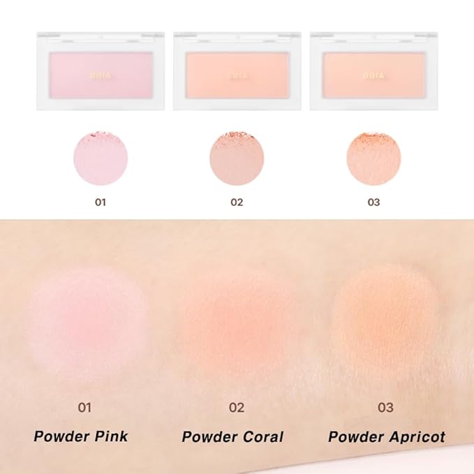 BBIA Ready To Wear Powder Cheek Blush 3 Color โ Buildable & Blendable Soft Blush for Cheeks, Matte & Shimmery Finish, Lightweight, Long-Lasting, Vegan, Korea Face Makeup, 0.19oz (03 POWDER APRICOT)