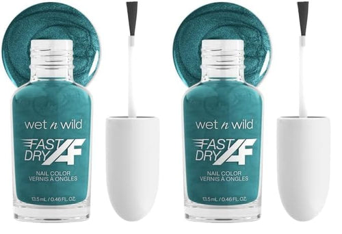 wet n wild Fast Dry AF Nail Polish Color, Glitter Blue Mermaids Do Exist | Quick Drying - 40 Seconds | Long Lasting - 5 Days, Shine (Pack of 2)