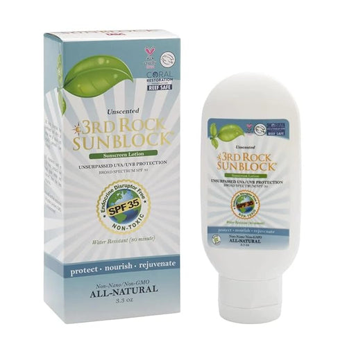 | Sunblock® SunScreen Lotion SPF 35+ | All Natural Organic Zinc Unscented Sunscreen for Sun Protection | All Natural Personal Care (3.3 oz | Single)
