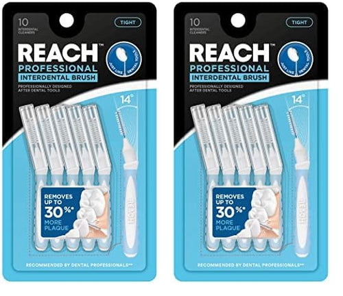 Reach Interdental Brush Tight 1.0mm | Removes up to 30% More Plaque | Special Designed for Gum Protection, PFAS Free | 10 Brushes (Pack of 2)