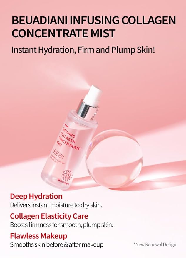 Infusing collagen mist (1.69 fl. oz), facial mist, collagen intensive care, anti-wrinkle, daily skincare, skin tightening, face moisturizer, nourishing, hydrating