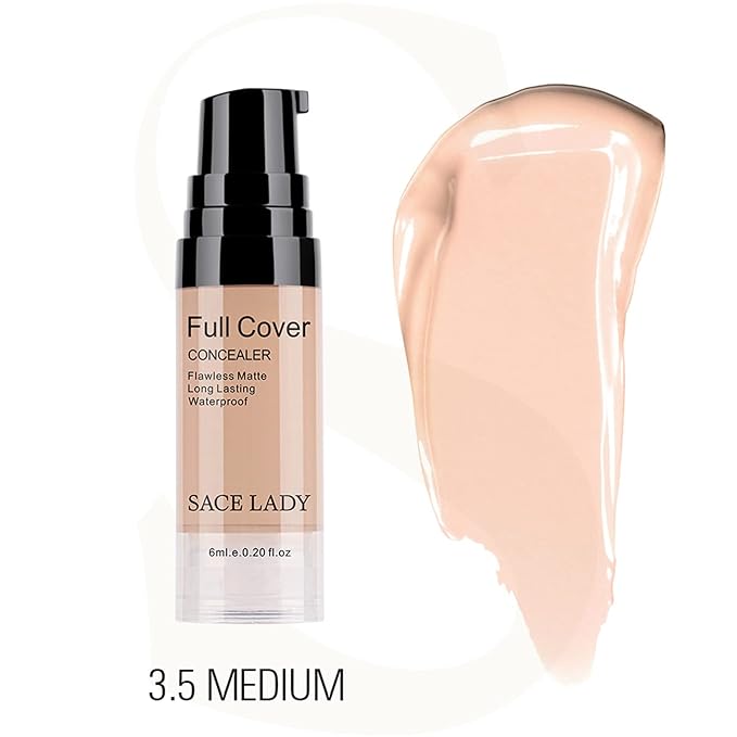 Waterproof Full Coverage Concealer with Primer Sponge Set, Color: 3.5-MEDIUM)