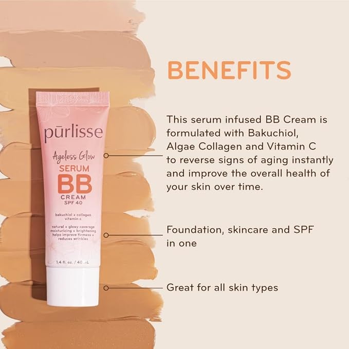 pūrlisse Ageless Glow Serum BB Cream SPF 40 | Tan 1.4oz
