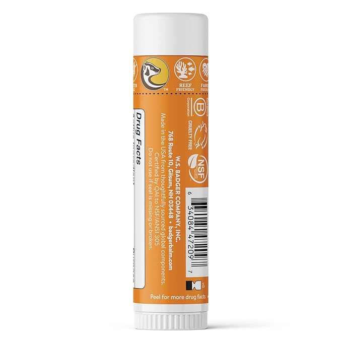 Badger Kids Sunscreen Stick SPF 35 with Mineral Zinc Oxide, Travel Size Sunscreen Stick for Kids, 97% Organic Ingredients, Reef Friendly, Broad Spectrum, Water Resistant, 65 oz