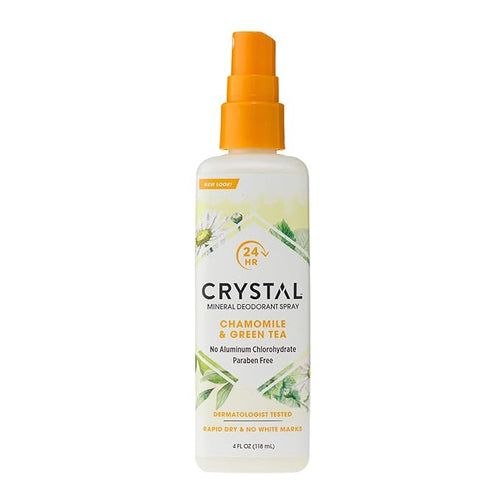 Crystal Essence Mineral Deodorant Spray, Chamomile & Green Tea 4 oz (Pack of 12)