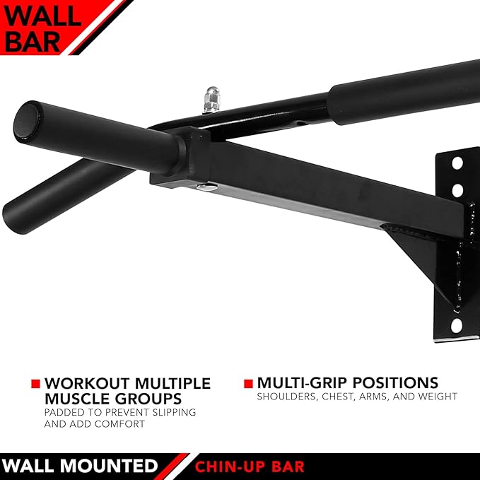 JFIT Wall Mounted Chin-Up Bar with Padded Foam Grips 400 LB