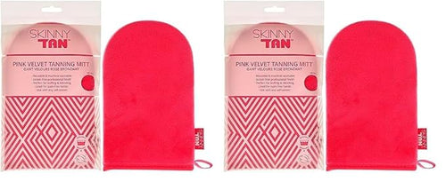 Skinny Tan Pink Velvet Tanning Mitt - Velvety Soft Luxe Texture - Waterproof Lining to Keep Hands Stain Free - Smooth for Flawless Finish - Long-Lasting and Machine Washable - 1 pc Applicator