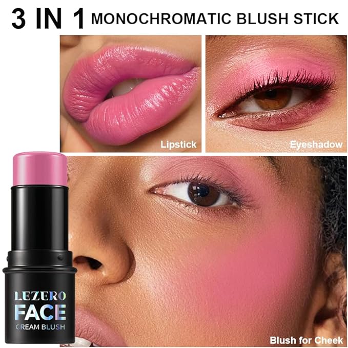 Blush Stick, Multi-use Blush Stick for Cheeks, Eyes, Lips, Silky Creamy Face Stick for Old Women & Mature Skin, Blendable and Buildable Color, Long Lasting Waterproof Non-greasy Formula (#11, Blush)