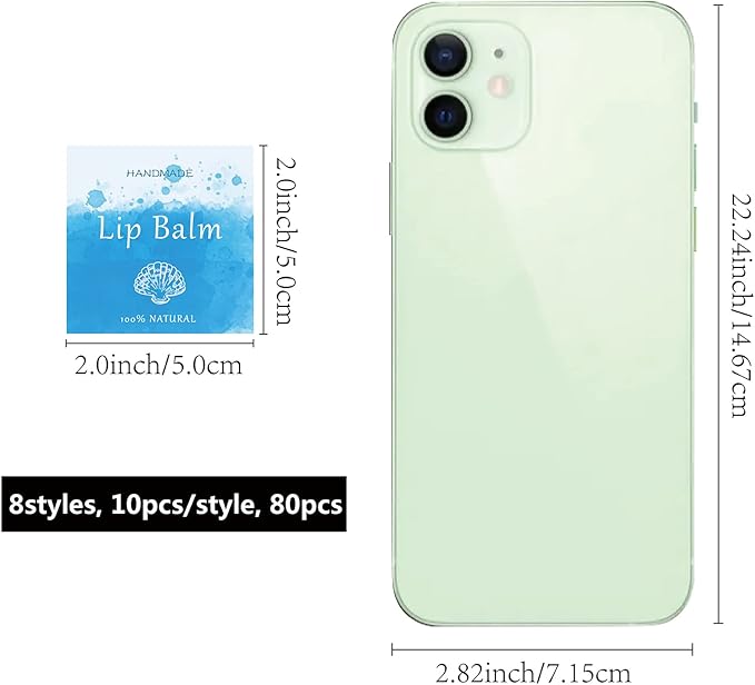 CRASPIRE Lip Balm Labels 80pcs Homemade Life-Blue)