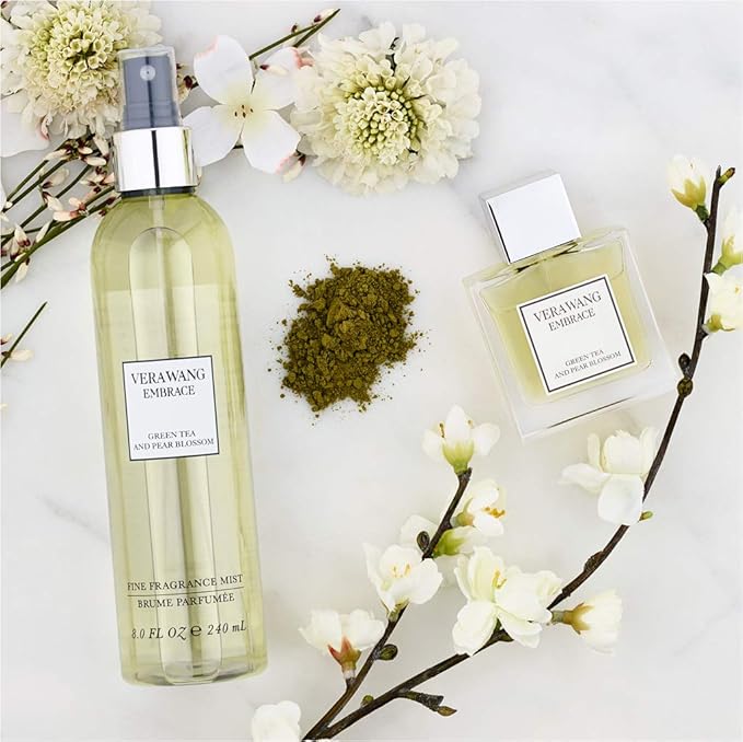 Vera Wang Embrace Body Mist Spray for Women, Green Tea & Pear Blossom, 8 Fluid Oz with Marigold and Gardenia Scent, 8 Ounce Body Mist Spray Dreamy Fl