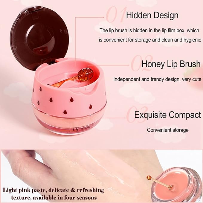 Strawberry Sleeping Lip Mask,Bee Lip Balm Wrinkle