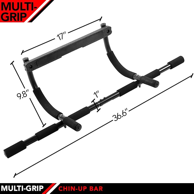 JFIT Multi-Grip Chin-Up Bar with 12 Padded Grips 300 LB