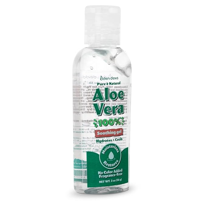 Travel-Size Aloe Vera Gel for Dry Skin 100% Pure & Natural Organic Moisturizing Face & Hair Care Sun Burn Relief Hydrating & Soothing Made in USA Unscented 2 oz