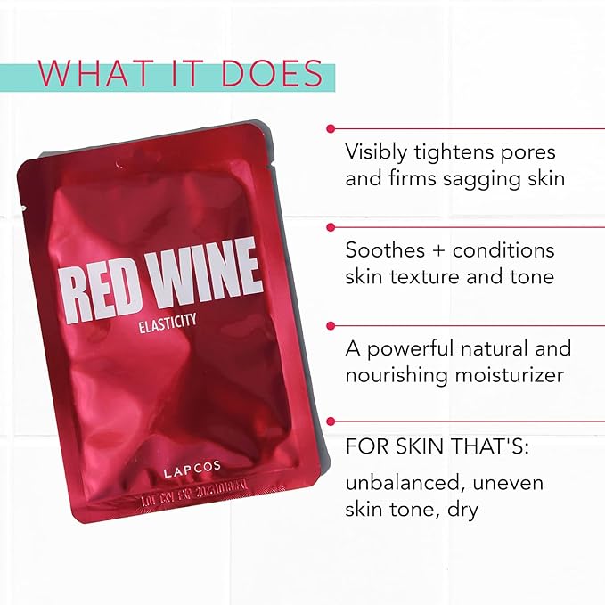 LAPCOS Red Wine Sheet Mask, Daily