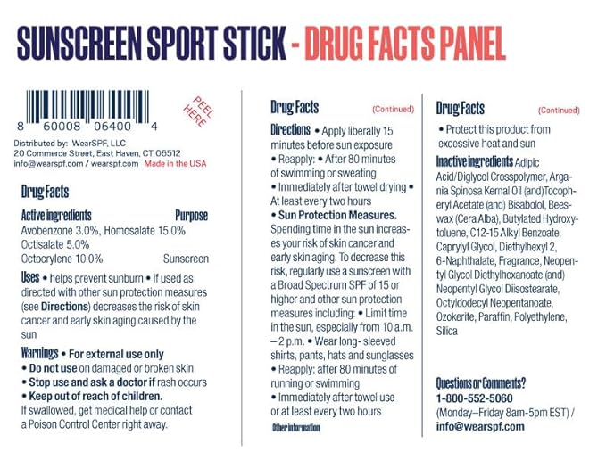 50 Sunscreen Sport Stick with Broad Spectrum SPF 50 UVA/UVB Protection, Sweat- & Water-Resistant Portable Hands-Free Stick for Face & Body, 3-pack