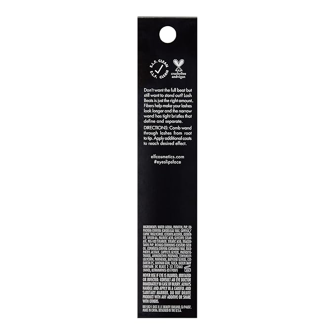 e.l.f. Lash Beats Mascara, Defining & Lengthening Formula for Mega Long Lashes, Creates Natural-Looking Long & Defined Lashes, Black