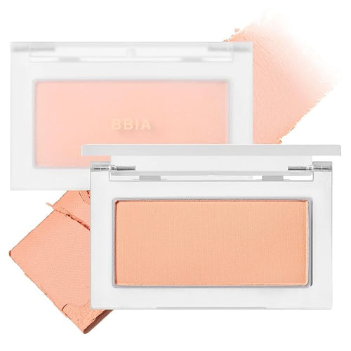 BBIA Ready To Wear Powder Cheek Blush 3 Color โ Buildable & Blendable Soft Blush for Cheeks, Matte & Shimmery Finish, Lightweight, Long-Lasting, Vegan, Korea Face Makeup, 0.19oz (03 POWDER APRICOT)
