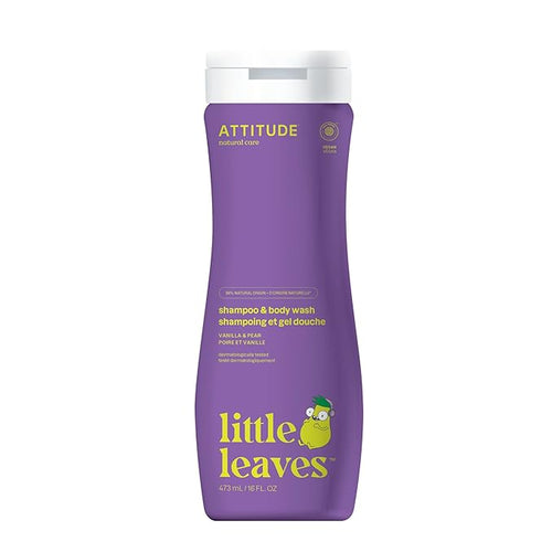 ATTITUDE Shampoo and Body Wash for Kids, EWG Verified Hair and Body Cleanser, Dermatologically Tested Soap, Plant and Mineral Based Bath Products, Vegan, Vanilla & Pear, 16 Fl Oz