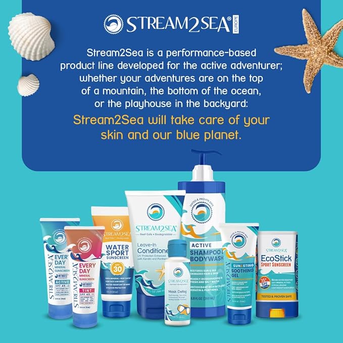 STREAM2SEA EcoStick SPF 35 Mineral Sunscreen Stick, Sweat Water Resistant Sunblock, USDA Approved Biodegradable Paraben Free Reef Safe Sunscreen Protection Against UVA UVB (EcoStick Sport) - 0.5 oz