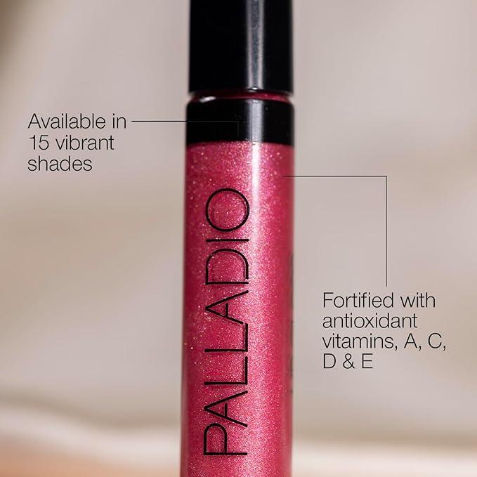 Palladio Lip Gloss, Non-Sticky Lip Gloss, Contains Vitamin E and Aloe, Offers Intense Color and Moisturization, Minimizes Lip Wrinkles, Softens Lips with Beautiful Shiny Finish, Vanilla Cupcake