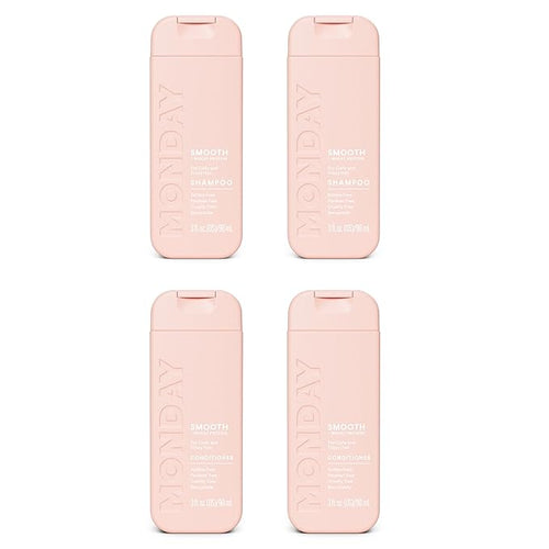 Monday Haircare Smooth Shampoo & Conditioner Travel Pack - 3oz, 90ML Travel Kit (2 x Shampoo,2 x Conditioner)