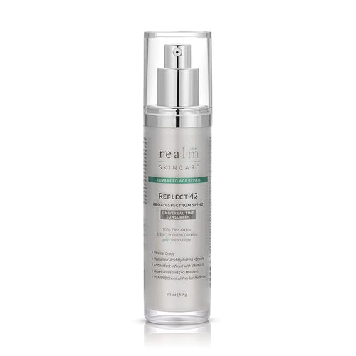Reflect SPF 42 Tinted Mineral Sunscreen Lotion, Zinc Oxide & Titanium Dioxide, Hyaluronic Acid & Vitamin E, Acne Sunblock, Medical Grade Anti-Aging Face Moisturizer with SPF 2.1 OZ