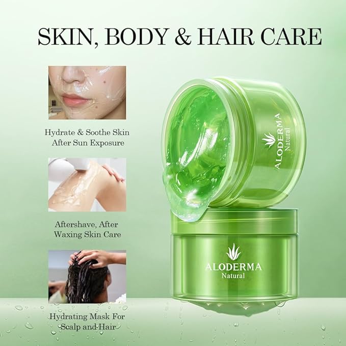 Aloderma Organic Aloe Vera Gel for Body Made within 12 Hours of Harvest, 96% Pure Aloe Vera Gel for Skin, Scalp, & Hair, Soothing Aloe Face Moisturizer, Multipurpose, Hydrating Aloe Gel, 7oz, 6 Pack