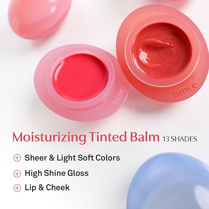 HINCE Raw Glow Dewy Ball - Tinted Lip Balm, Jelly Gloss Glow, Shine and Hydration, Lip & Blush Multiuse, Vegan, 0.12 oz. (13 colors) (BERRY COKE)