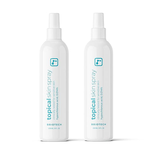 BRIOTECH Topical Skin Spray, Hypochlorous Acid Spray for Body & Face, Eyelid Cleanser, HOCl Facial Mist, Support Against Irritation, Calm Redness, Soothe Foot & Scalp, 8oz (2 Pack)