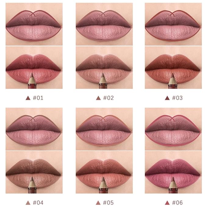 12 Pcs Natural Nude Brown Beige Colors Lip Liner Lipstick Pencils Set for Daily Makeup,Easy to Apply & Remove,Waterproof (B)