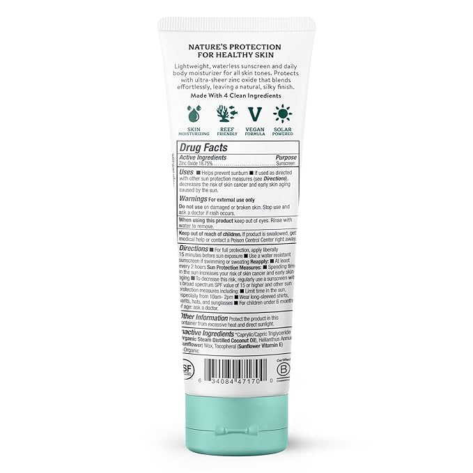 Badger Mineral Daily Sunscreen with Zinc Oxide, Organic Sunscreen Moisturizer with SPF 30, Hydrating Everyday Sunscreen Lotion, Vegan, Gluten Free & Unscented Body Sunscreen, 4 fl oz (2 Pack)