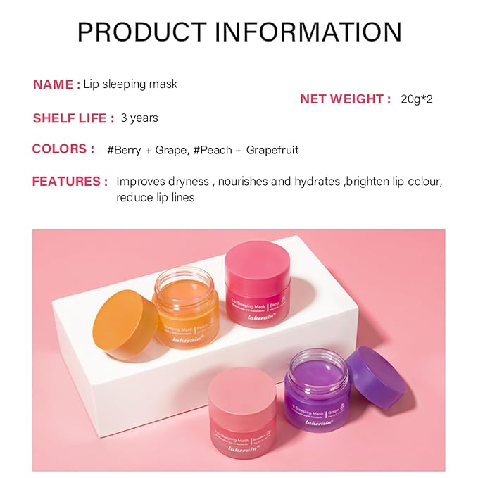 2PCS Lip Sleeping Mask, Lip Mask Grape)