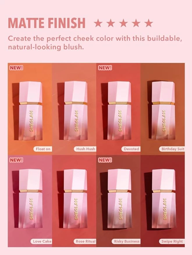 SHEGLAM Color Bloom Dayglow Liquid Blush Makeup for Risky Business