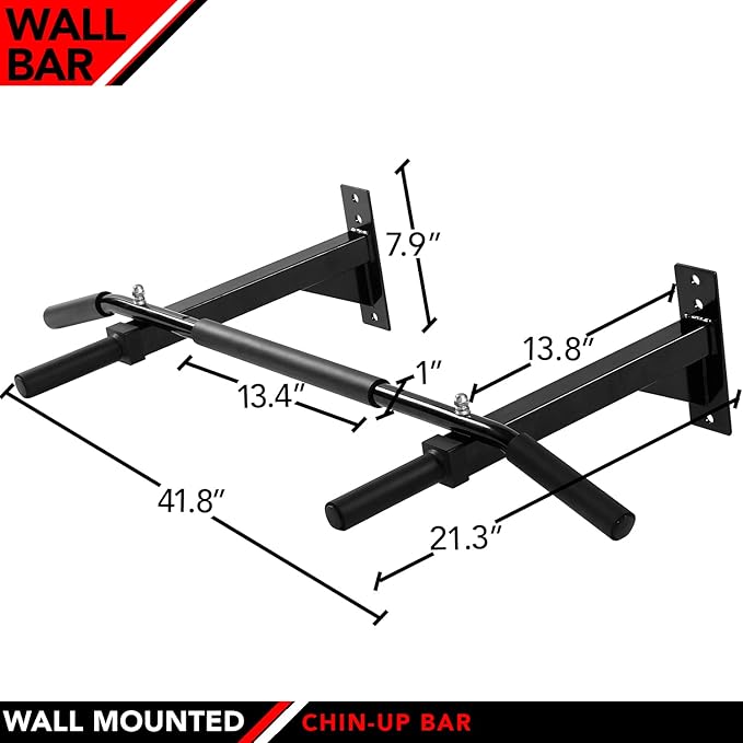JFIT Wall Mounted Chin-Up Bar with Padded Foam Grips 400 LB