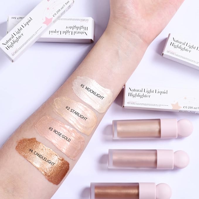 Liquid Highlighter Natural Glow For Face & Body, (#4 Candlelight)