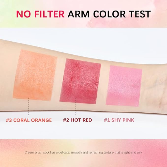 Multi-Use Cream Blush Stick,2-in-1 On-the-Go Blush for Cheek and Lip Tint,Waterproof Hydrating Tinted Solid Moisturizer Blendable Natural Grow Nude Face Blush Makeup,01 shy pink