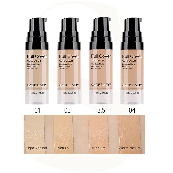 Waterproof Full Coverage Concealer With Primer Sponge Set, (0.2Fl, Natural)