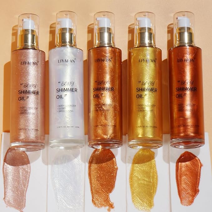 Liyalan Shimmer Body Oil Golden Brown 5 Color Fl Oz/#04)