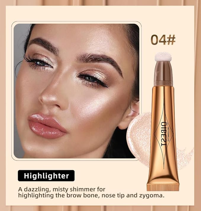 Blush Beauty Wand,Matte Face Blush with Cushion Applicator, white highlighter)