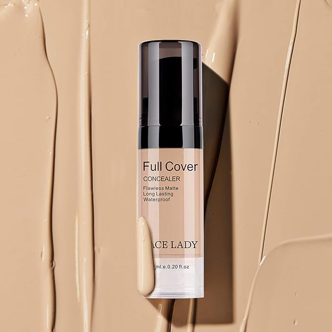 Waterproof Full Coverage Concealer With Primer Sponge Set, Light Natural)