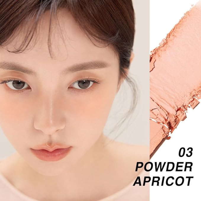 BBIA Ready To Wear Powder Cheek Blush 3 Color โ Buildable & Blendable Soft Blush for Cheeks, Matte & Shimmery Finish, Lightweight, Long-Lasting, Vegan, Korea Face Makeup, 0.19oz (03 POWDER APRICOT)