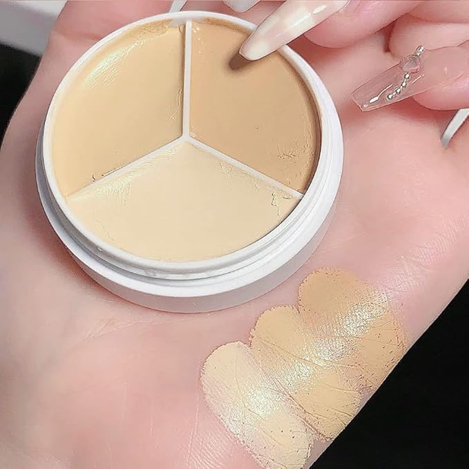 evpct 2pcs Tri-color Face Conceal Correct Cream Contour Covers Redness