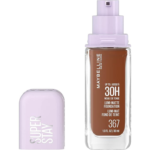 Maybelline Super Stay Lumi-Matte Foundation, Lightweight and Buildable Full Coverage Foundation Makeup For Up To 30HR Wear, 367, 1 Count