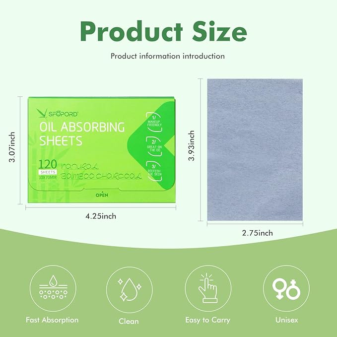 Oil Absorbing Sheets with Bamboo Charcoal - 2 Oily Skin
