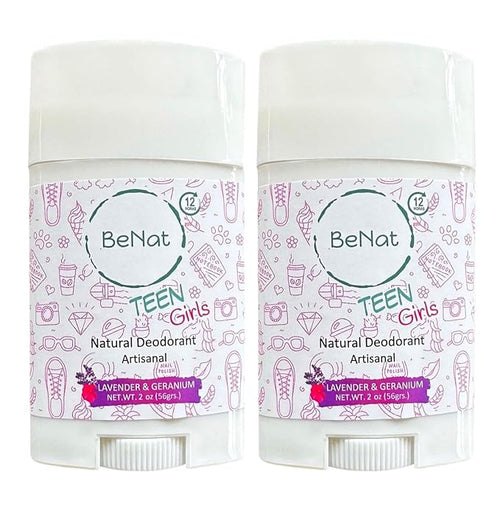 2-Pack All Natural Deodorant For Teen Girls 100% Natural Aluminum-Free Carcinogen Free Kids Deodorant For Girls Clinically Proven To Be Safe For Children and Teenagers