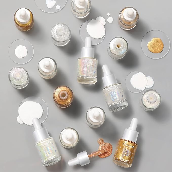 FOCALLURE Starfall Glowing Liquid Highlighter, Shimmering Body Oil,