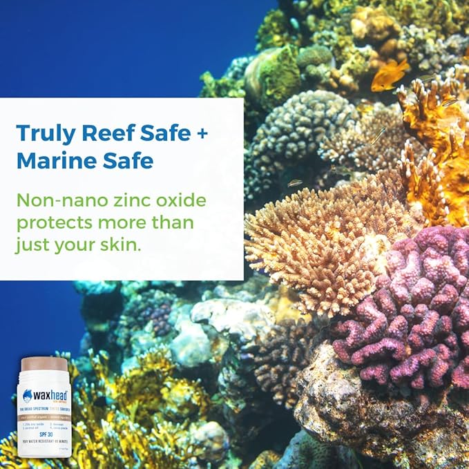Waxhead Tinted Zinc Stick - Truly Reef Safe Sunscreen, Mineral Sunscreen Face Sunscreen Stick Zinc Oxide Sunscreen, Tinted Zinc Sunscreen Stick Face, Zinc Concealer Stick, Surf Sunscreen Biodegradable
