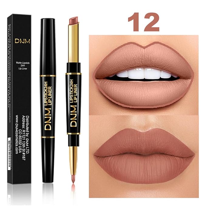PHOERA Foundation Full Coverage,3Pcs Lip Liner and Lipstick Beige+Lip SetA)