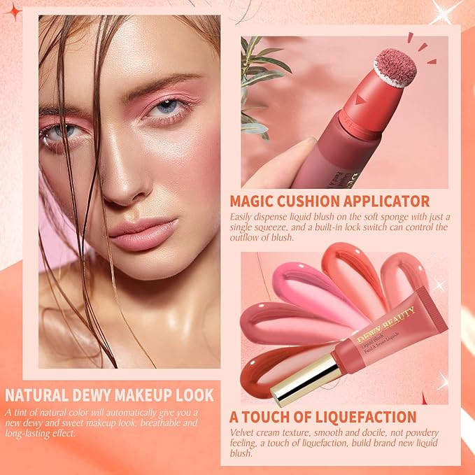 Liquid Blush Makeup Wand with Cushion Applicator For